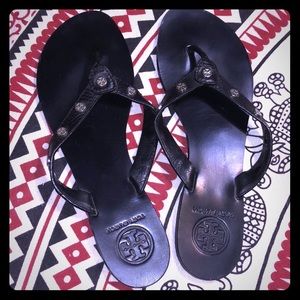 Black leather Tory Burch sandals